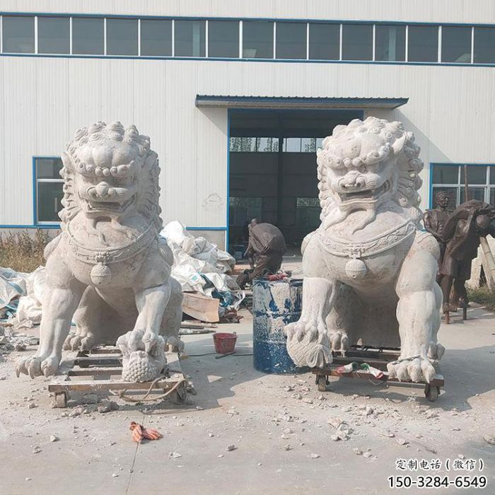 狮子雕塑供给，中式工艺，蹲狮雕塑精品磨具
