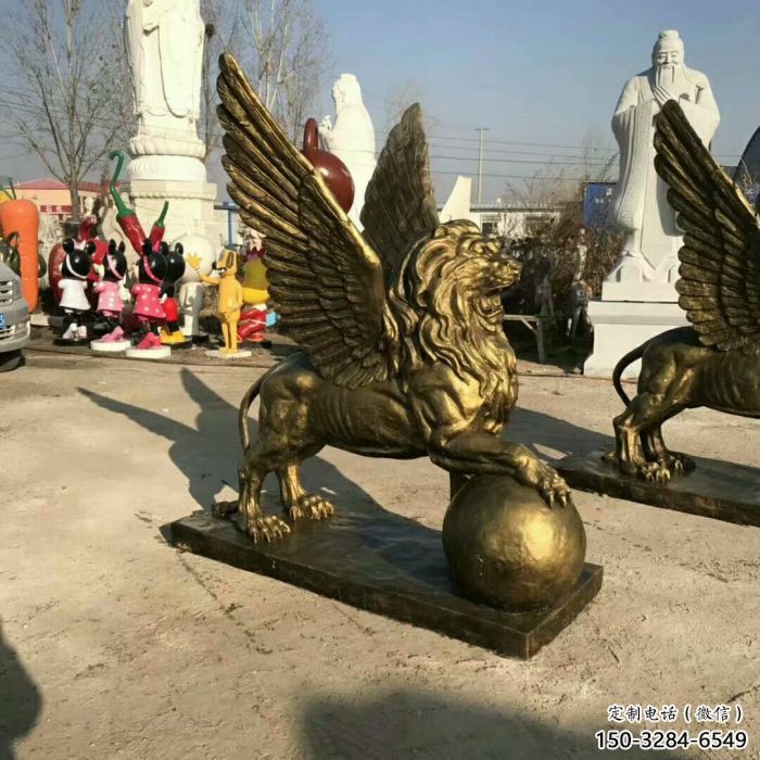 纪念狮子雕塑生产，广场雕塑，飞狮雕塑展品