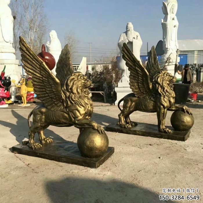 景观狮子雕塑选用，美陈雕塑，飞狮雕塑展示专供