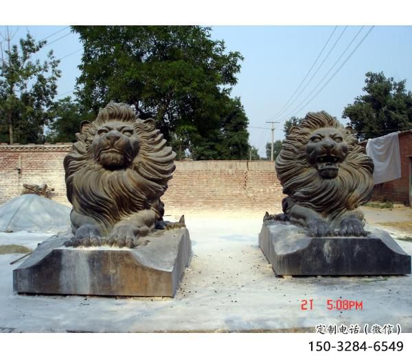 户外狮子雕塑优价，景观概念，趴狮雕塑制作精品