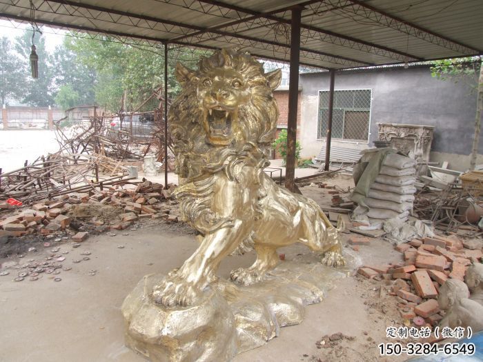 门口狮子雕塑点击，地标动物摆件，走狮雕塑承接