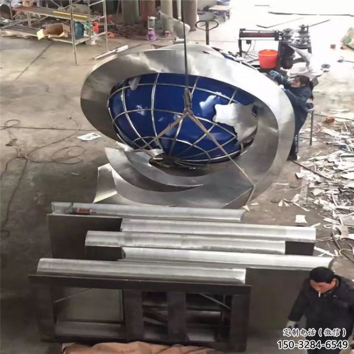 户外地球雕塑点击，圆雕体系，不锈钢地球雕塑厂家