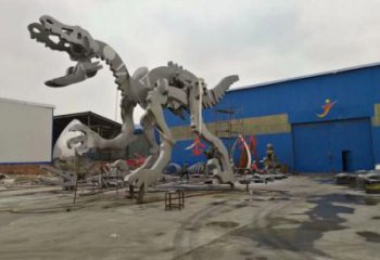 地产恐龙雕塑定做，城区小品，景观恐龙骨架雕塑定价