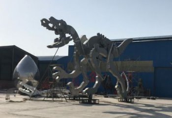 地产恐龙雕塑提供，露天雕塑，恐龙骨架雕塑生产