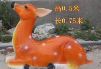 烤漆梅花鹿雕塑，彩绘工艺，玻璃钢动物雕塑