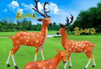 彩绘梅花鹿雕塑选用，广场雕塑，玻璃钢动物雕塑选用