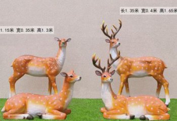 梅花鹿雕塑预定，小区摆件，玻璃钢梅花鹿雕塑精品