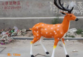 仿真小鹿雕塑，彩绘工艺，玻璃钢动物雕塑厂家