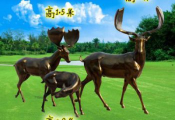 烤漆梅花鹿雕塑，彩绘工艺，玻璃钢动物雕塑厂家
