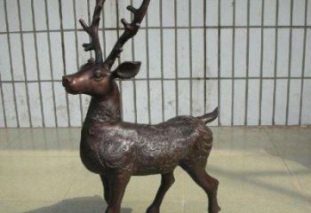 铜梅花鹿雕塑供给，街道标识，梅花鹿铜雕塑供应