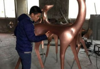 园林小鹿雕塑供求，中式工艺，抽象铜鹿雕塑精选