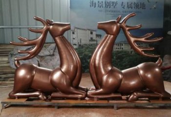 售楼部驯鹿雕塑，喷砂发光雕塑，彩绘题材