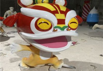 吉祥物动物雕塑，卡通狮子雕塑，玻璃钢彩绘效果