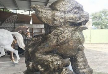 广场狮子雕塑订做，镂空雕塑，不锈钢透雕狮子雕塑