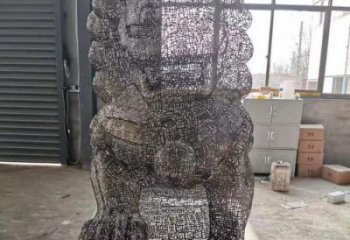 镂空狮子雕塑预定，城区小品，不锈钢狮子雕塑制造商
