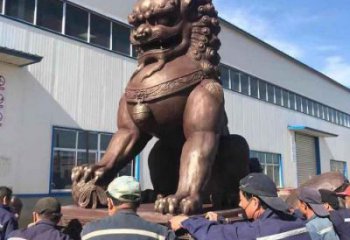 红铜狮子雕塑供需，标识雕塑，景观艺术蹲狮雕塑制造商
