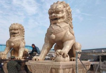 黄铜狮子雕塑常用，动物组合，大型铸铜蹲狮雕塑定价