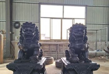 狮子雕塑摆件，动物摆件，景观蹲狮雕塑选定