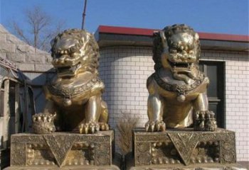 青铜狮子雕塑提供，铸造艺术，中式蹲狮雕塑通用