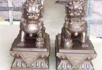 紫铜狮子雕塑通用，动物装饰标识，景观蹲狮雕塑承接
