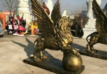 纪念狮子雕塑生产，广场雕塑，飞狮雕塑展品