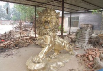 门口狮子雕塑点击，地标动物摆件，走狮雕塑承接