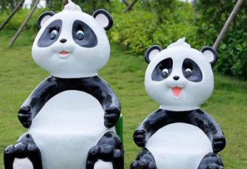 熊猫坐凳雕塑，公园景观雕塑，彩绘工艺摆件