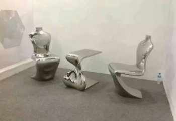 几何坐凳雕塑，镜面工艺，不锈钢坐凳雕塑厂家