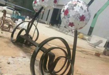 蒲公英坐凳雕塑厂家，烤漆工艺，广场艺术摆件