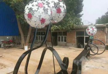 蒲公英坐凳雕塑制作，几何原理方案，烤漆坐凳雕塑