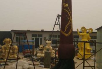 街道毛笔雕塑，锻造景观雕塑，古铜效果