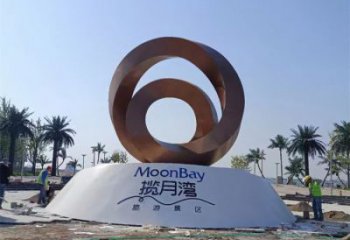 街道圆环雕塑，锻造景观雕塑，古铜效果