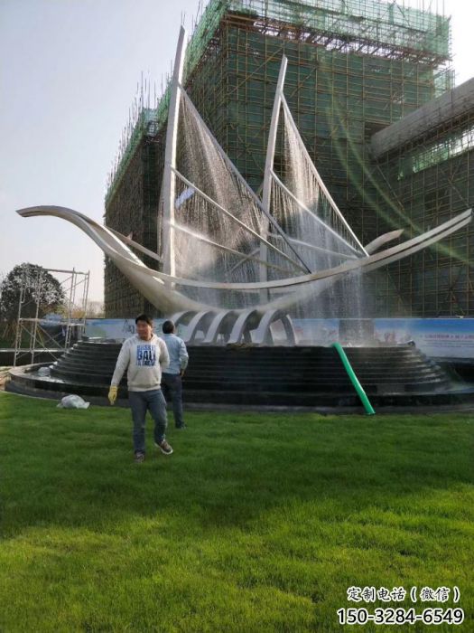 乌当帆船喷泉雕塑，水景水秀组合，旱地帆船喷泉雕塑厂家