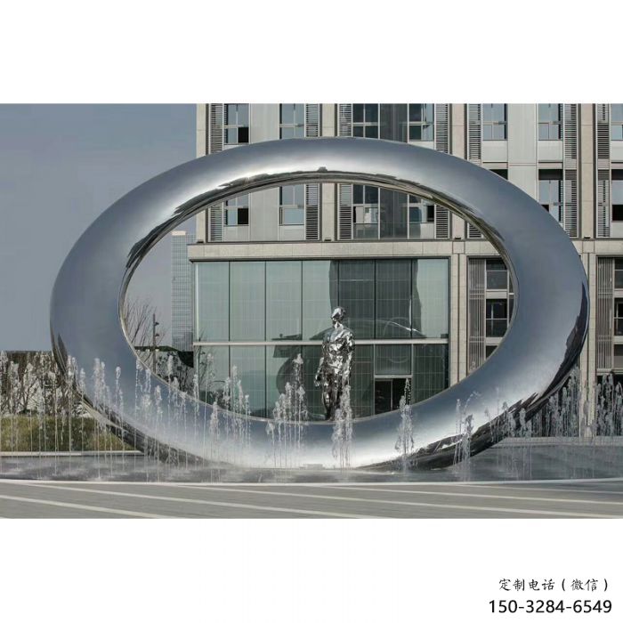建邺小区圆环雕塑，水帘喷泉雕塑，水景艺术效果