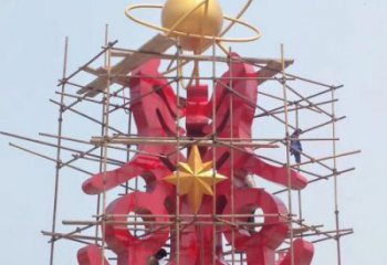 营口景观科技之星雕塑选用，美陈雕塑，抽象不锈钢科技之星雕塑标准
