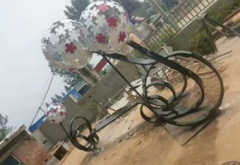包头大型蒲公英坐凳雕塑，现代元素设计，不锈钢坐凳雕塑