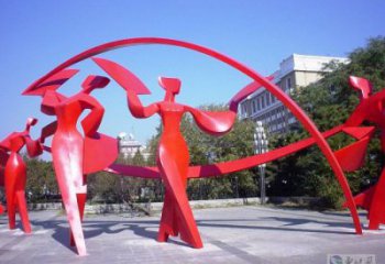 乌兰察布扭秧歌雕塑，民俗舞蹈雕塑，不锈钢抽象音乐人雕塑
