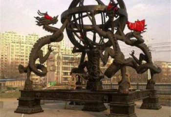 街道浑天仪雕塑，锻造景观雕塑，古铜效果