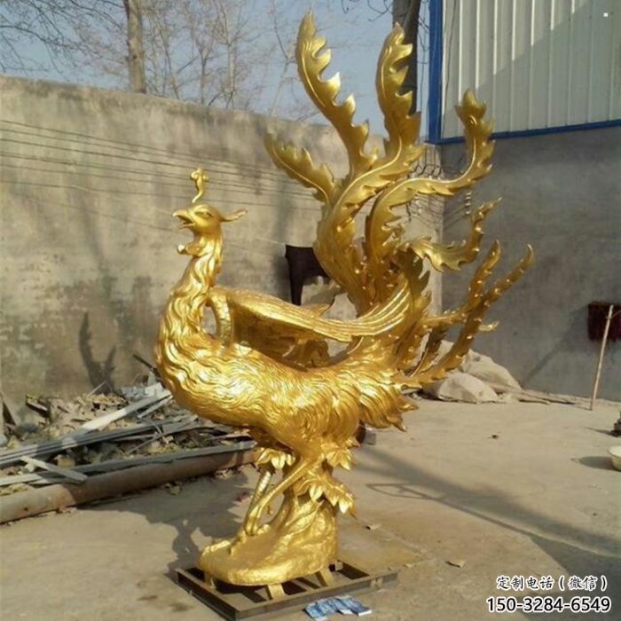 江北凤凰雕塑厂家，锻造工艺，铜凤凰雕塑厂家承接