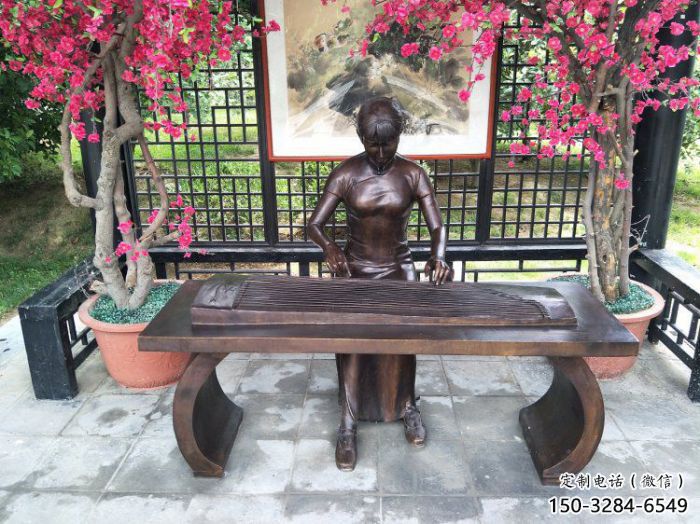 九龙坡弹古筝雕塑厂家，景观概念，民俗人物雕塑通用