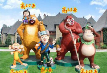 长寿广场维尼熊雕塑，卡通水景雕塑，抽象效果