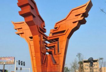 渝北城市精神堡垒雕塑，抽象建筑元素，广场景观雕塑小品