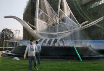 北碚帆船喷泉雕塑，水景水秀组合，旱地帆船喷泉雕塑厂家