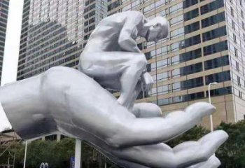 双桥沉思者雕塑，景观雕塑，手托人物雕塑厂家提供