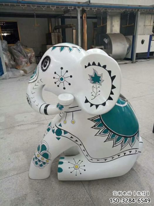 街道小象雕塑，景观摆件，彩绘工艺